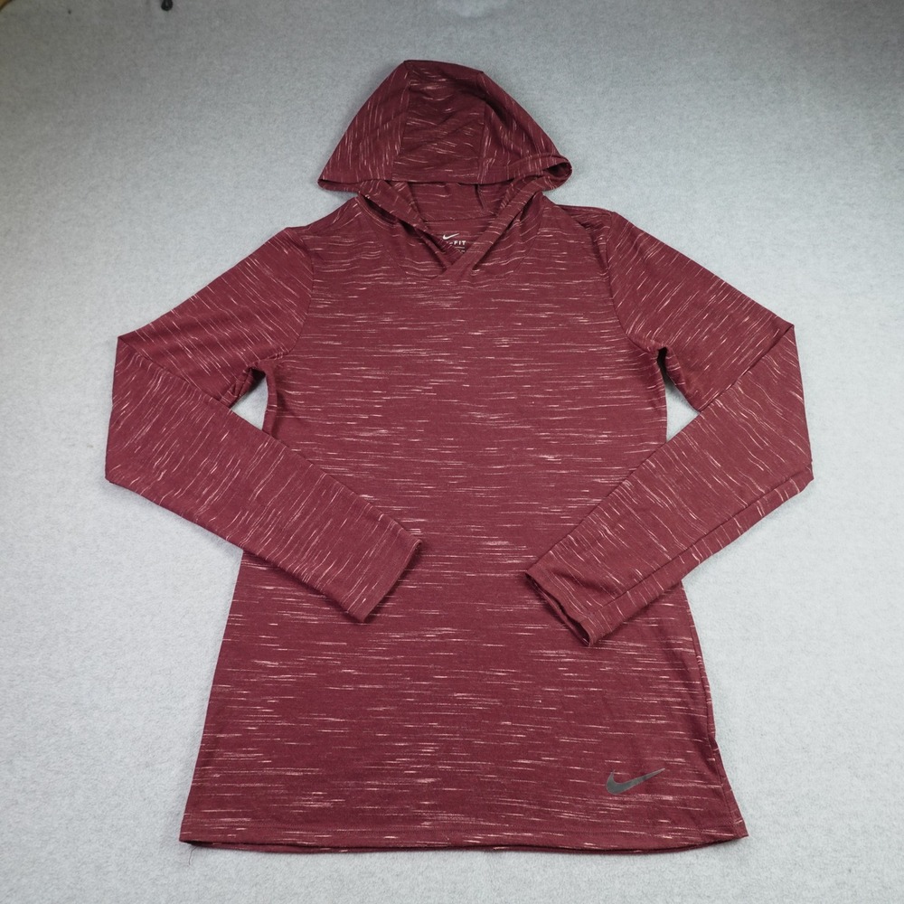 Nike Hoodie Women Small Maroon Space Dye‎ Athletic Dri-FIT Pullover